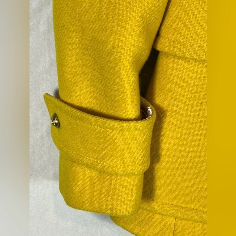 J. Crew Size 4 Stadium Cloth Nello Gori Yellow Majesty Wool Pea Coat Jacket EUC - Picture 6 of 13